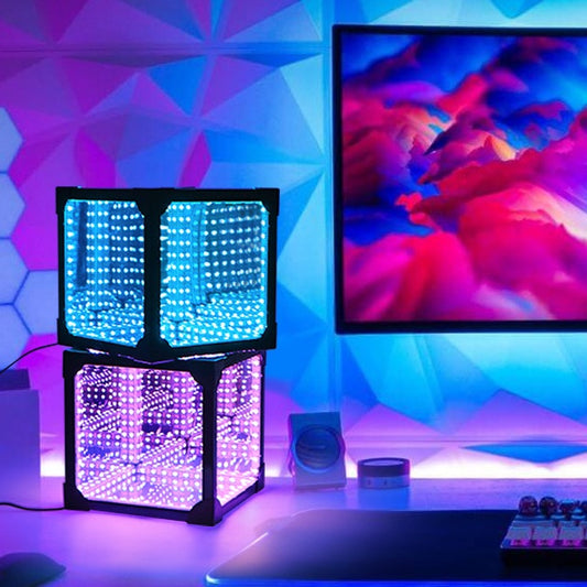 Million Mirrors 3D Gaming Aesthetic Lamp - Magic Cube Gaming Room Decorative Ambient LED Lights